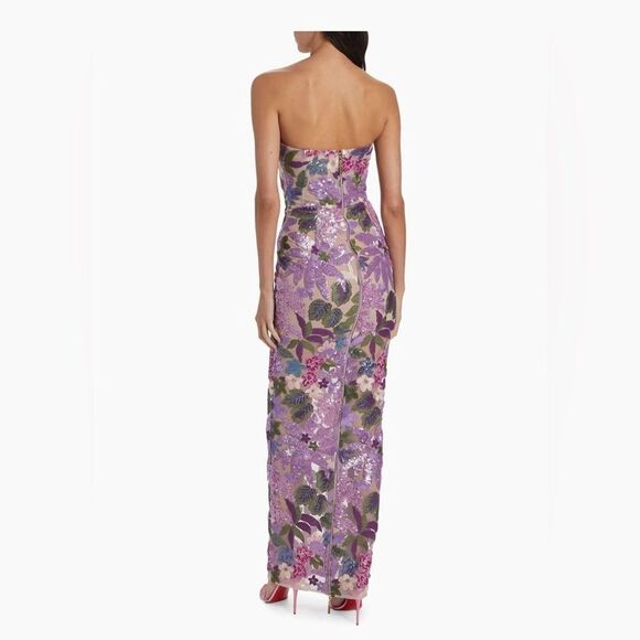 NWOT BRONX AND BANCO Dahlia Strapless Floral-Embroidered Sequin Wedding Gown - Picture 7 of 16